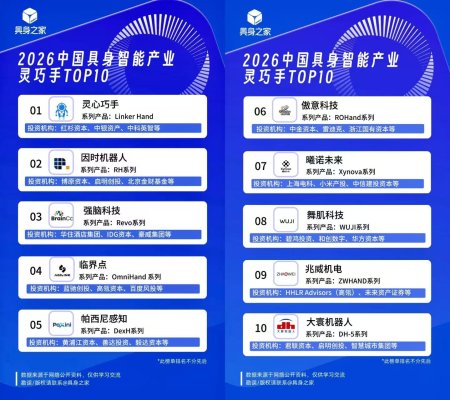 2026中国人形机器人榜单
