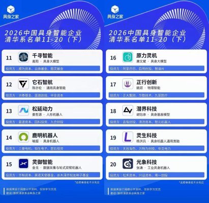 2026中国具身智能企业清华系名单TOP10（下）